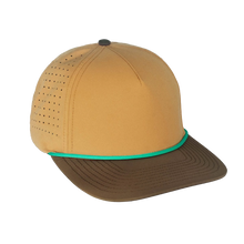 Load image into Gallery viewer, Brown Hat Curved with Aqua Rope
