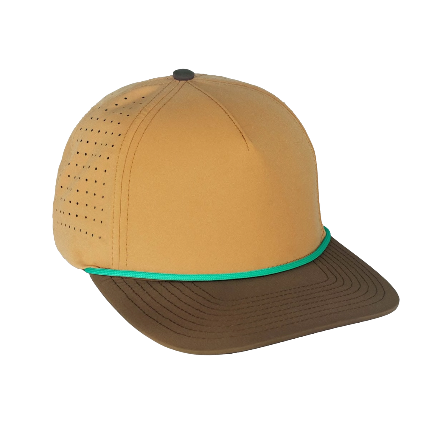 Brown Hat Curved with Aqua Rope