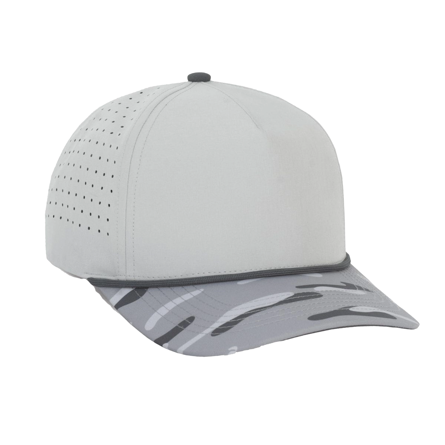 Grey with Grey Camo Curved Rope Hat